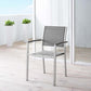 Modway Shore Aluminum Outdoor Patio Dining Arm Chair in Silver Gray