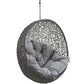 Modway Hide Wicker Rattan Outdoor Patio Porch Lounge Egg Swing Chair Set with Stand in Gray MDY-EEI-2273-GRY-GRY