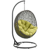 Modway Hide Wicker Rattan Outdoor Patio Porch Lounge Egg Swing Chair Set with Stand in Gray Peridot