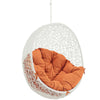 Modway Hide Wicker Rattan Outdoor Patio Porch Lounge Egg Swing Chair Set with Stand in White Orange MDY-EEI-2273-WHI-ORA