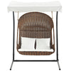 Modway Vantage Wicker Rattan Outdoor Patio Swing Chair with Canopy in Brown White MDY-EEI-2278-BRN-WHI-SET