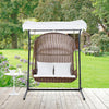 Modway Vantage Wicker Rattan Outdoor Patio Swing Chair with Canopy in Brown White MDY-EEI-2278-BRN-WHI-SET