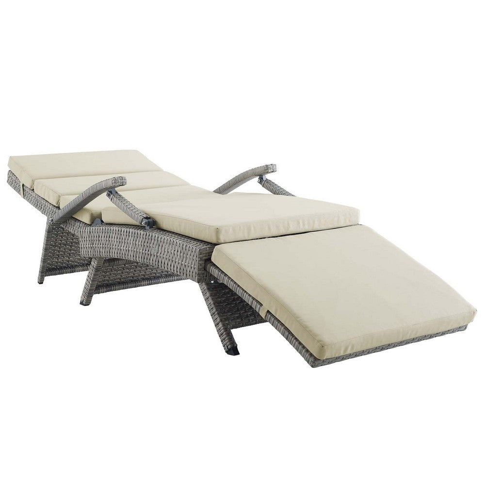 Envisage Chaise Outdoor Patio Wicker Rattan Lounge Chair - No Shipping Charges MDY-EEI-2301-LGR-BEI