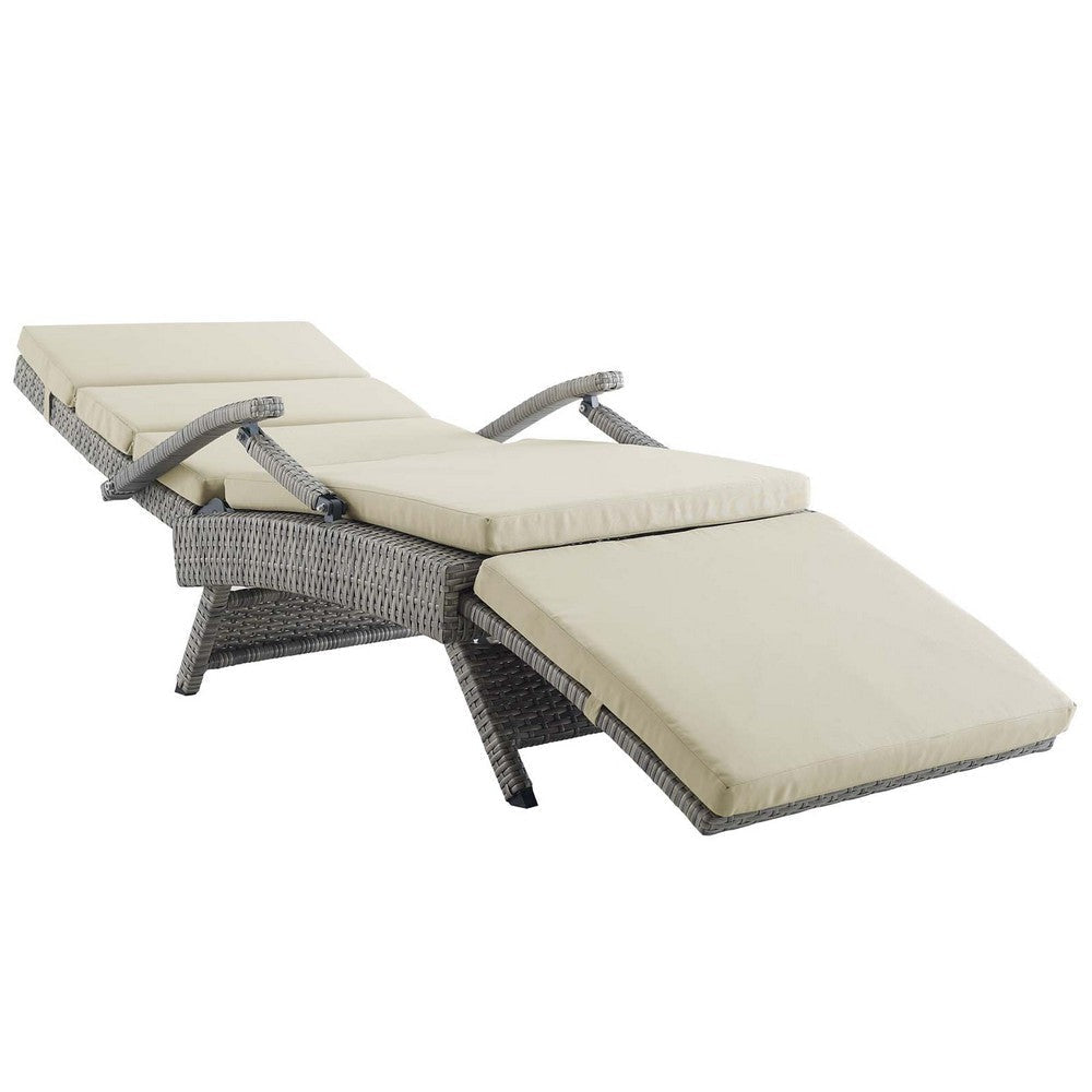 Envisage Chaise Outdoor Patio Wicker Rattan Lounge Chair - No Shipping Charges MDY-EEI-2301-LGR-BEI