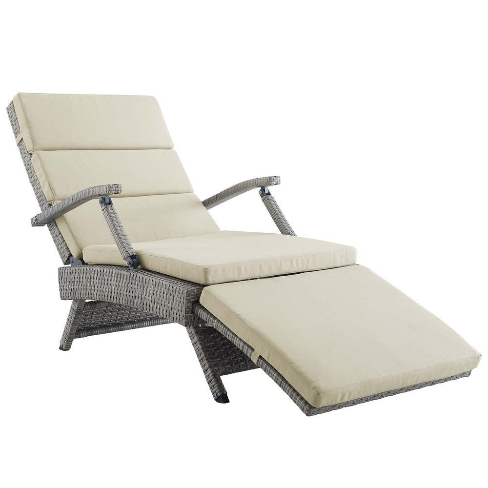 Envisage Chaise Outdoor Patio Wicker Rattan Lounge Chair - No Shipping Charges MDY-EEI-2301-LGR-BEI