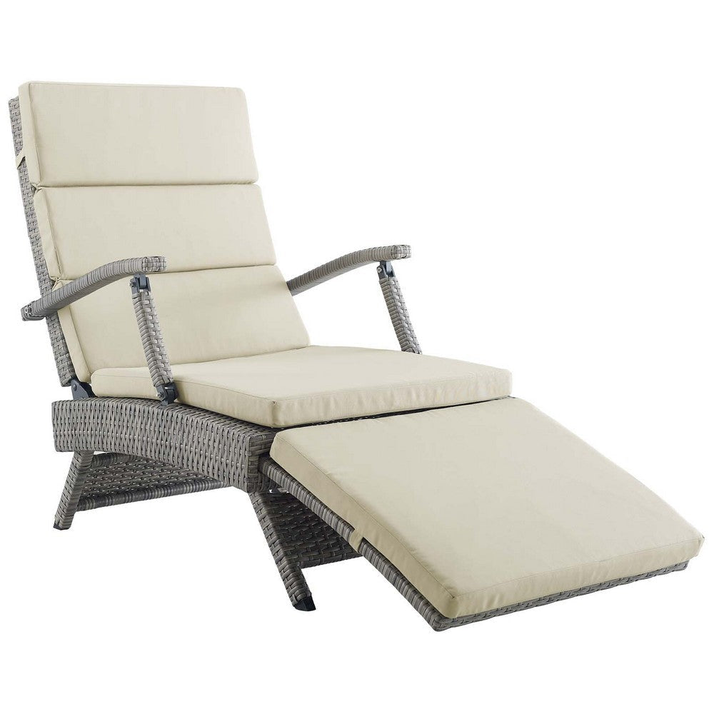 Envisage Chaise Outdoor Patio Wicker Rattan Lounge Chair - No Shipping Charges MDY-EEI-2301-LGR-BEI