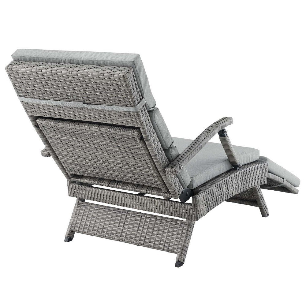 Modway Envisage Outdoor Patio Wicker Rattan Chaise Lounge in Light Gray Gray MDY-EEI-2301-LGR-GRY