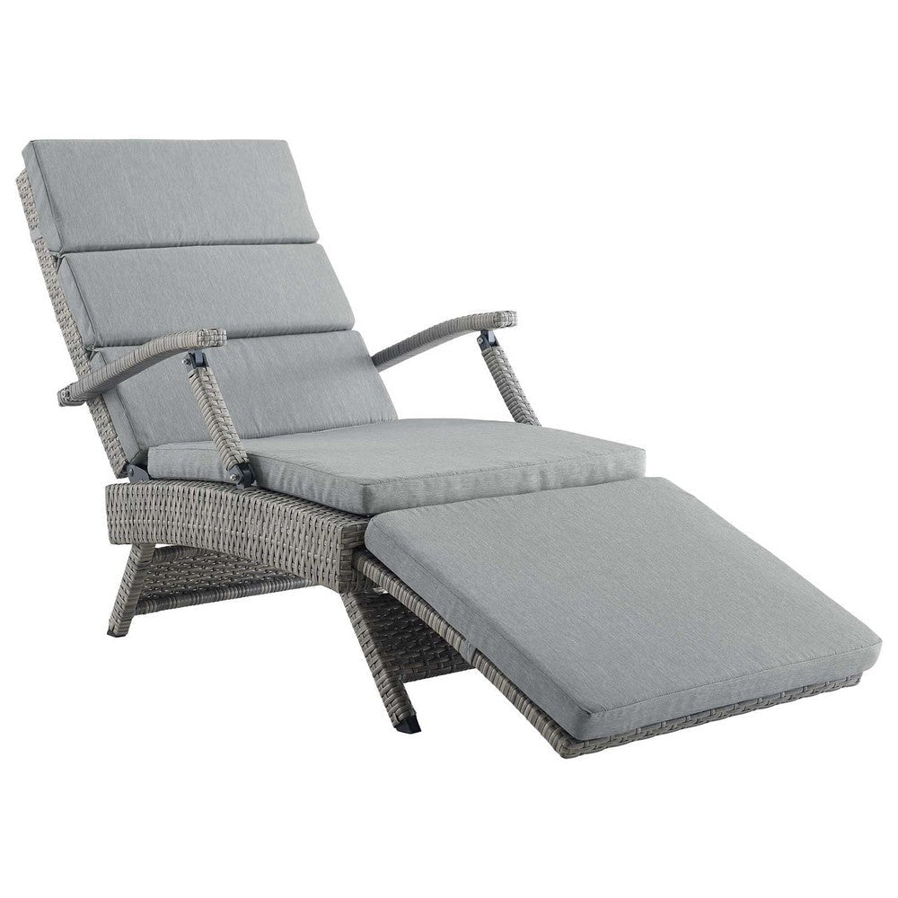 Modway Envisage Outdoor Patio Wicker Rattan Chaise Lounge in Light Gray Gray MDY-EEI-2301-LGR-GRY