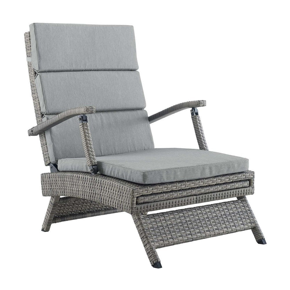 Modway Envisage Outdoor Patio Wicker Rattan Chaise Lounge in Light Gray Gray MDY-EEI-2301-LGR-GRY