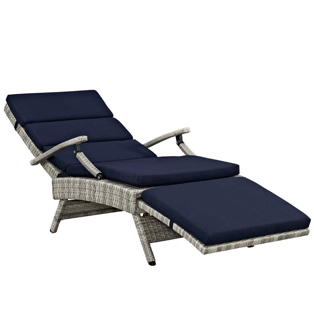 Envisage Chaise Outdoor Patio Wicker Rattan Lounge Chair - No Shipping Charges MDY-EEI-2301-LGR-BEI