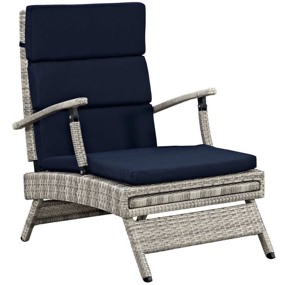 Envisage Chaise Outdoor Patio Wicker Rattan Lounge Chair - No Shipping Charges MDY-EEI-2301-LGR-BEI