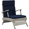 Modway Envisage Outdoor Patio Wicker Rattan Chaise Lounge in Light Gray Navy MDY-EEI-2301-LGR-NAV