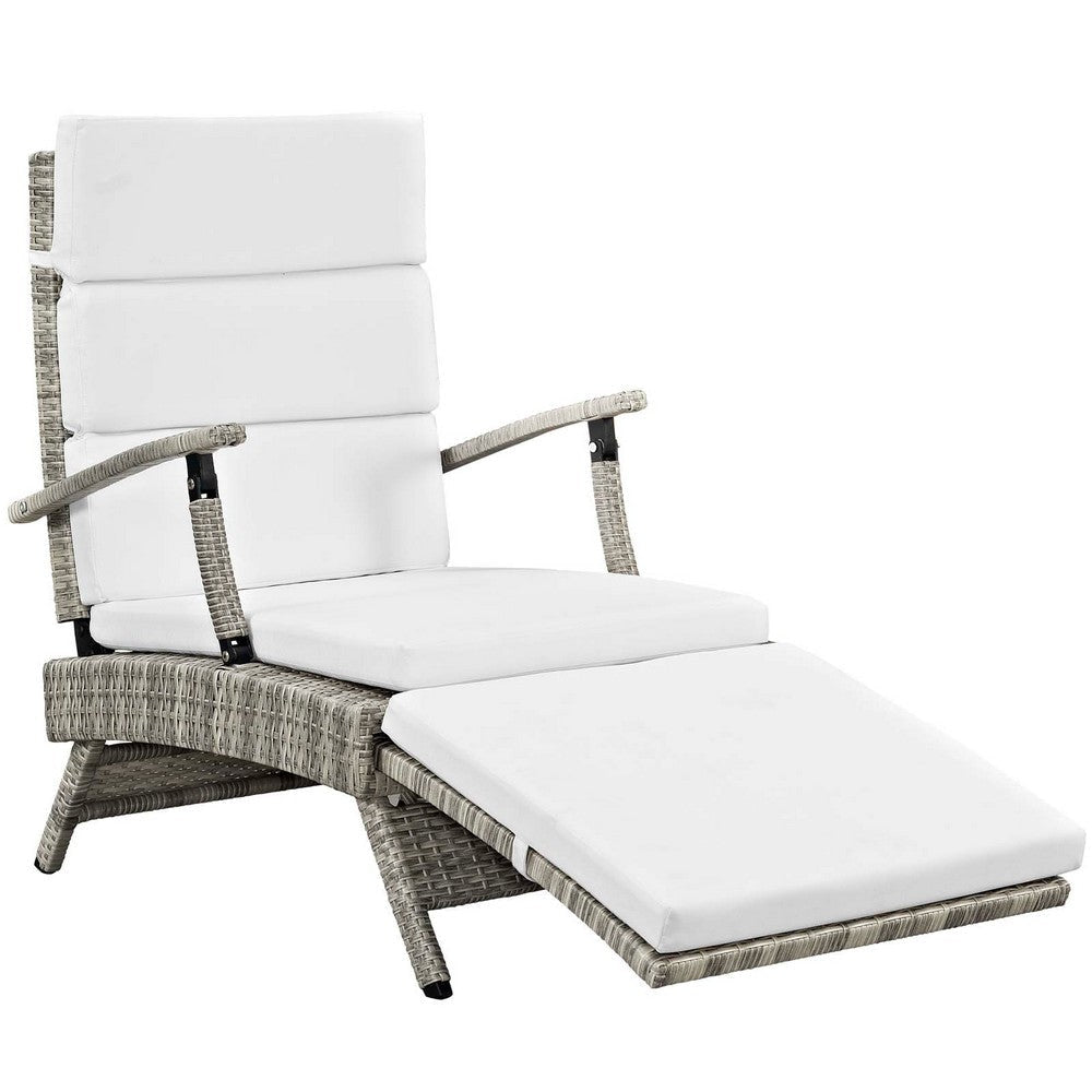 Envisage Chaise Outdoor Patio Wicker Rattan Lounge Chair - No Shipping Charges MDY-EEI-2301-LGR-WHI