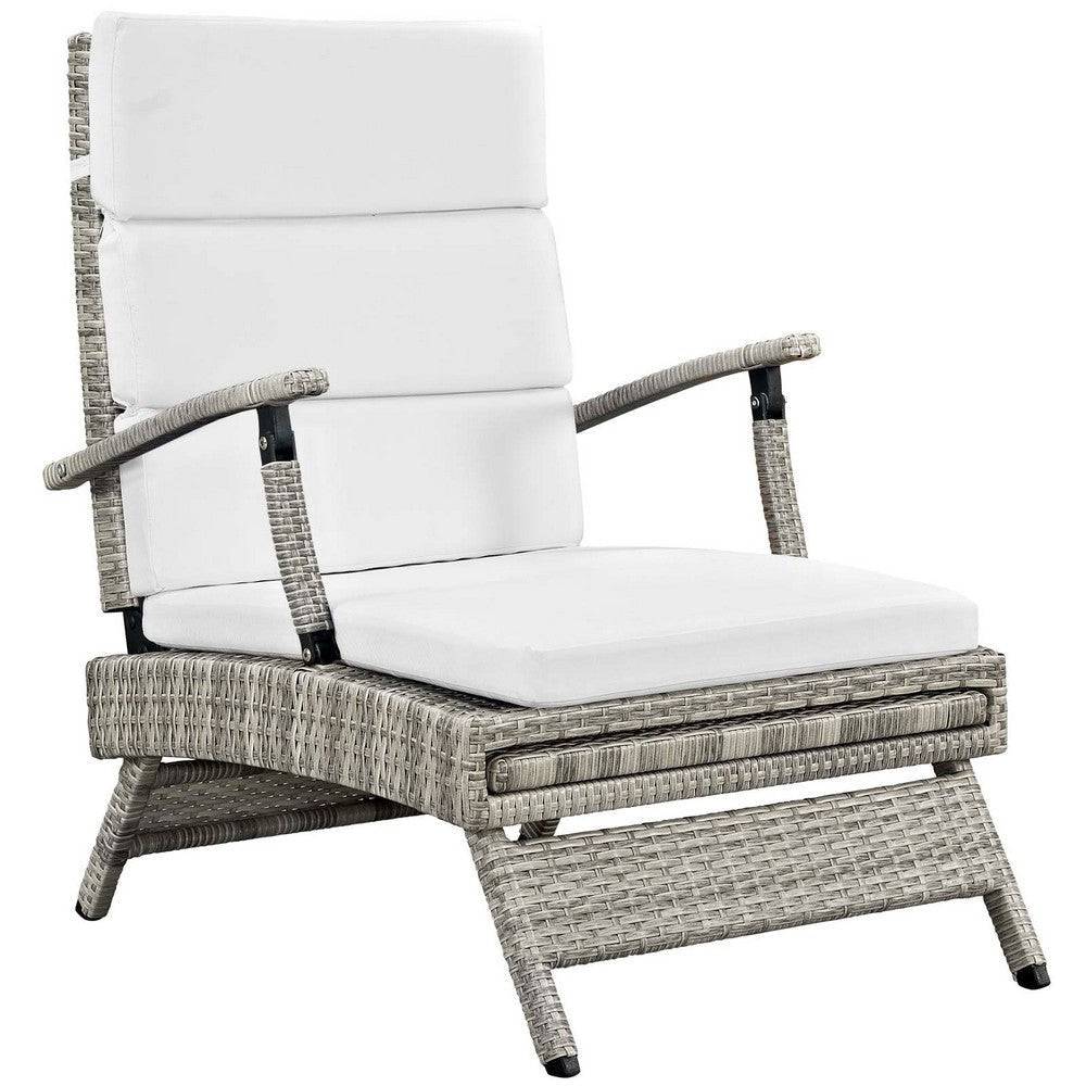 Modway Envisage Outdoor Patio Wicker Rattan Chaise Lounge in Light Gray White