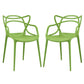 Modway Entangled Modern Molded Plastic Two Dining Armchairs in Green