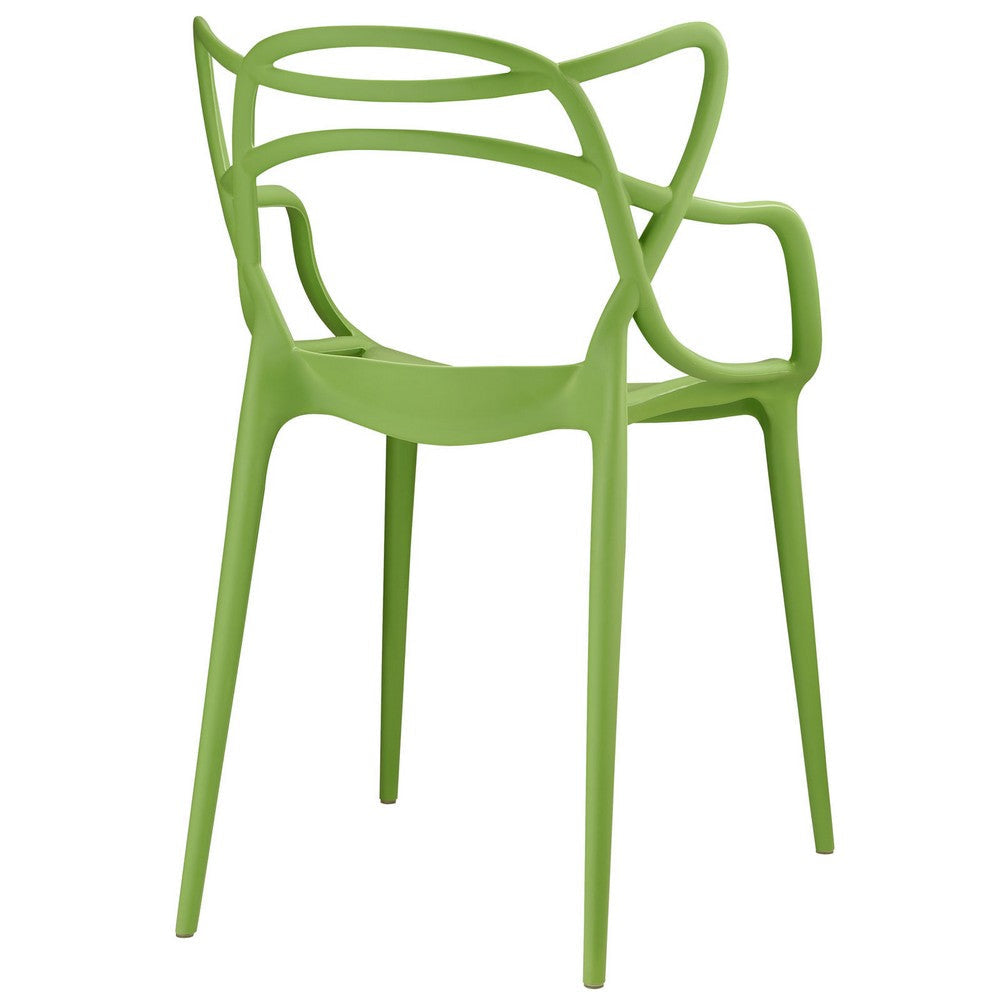 Modway Entangled Modern Molded Plastic Two Dining Armchairs in Green MDY-EEI-2347-GRN-SET