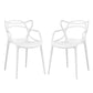 Modway Entangled Modern Molded Plastic Two Dining Armchairs in White