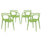 Modway Entangled Modern Molded Plastic Four Dining Armchairs in Green