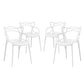 Modway Entangled Modern Molded Plastic Four Dining Armchairs in White