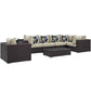 Modway Convene Wicker Rattan 7-Piece Outdoor Patio Sectional Sofa Furniture Set in Espresso Beige