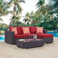 Modway EEI-2364-EXP-RED-SET Convene 3 Piece Outdoor Patio Sofa Set Espresso Red MDY-EEI-2364-EXP-RED-SET