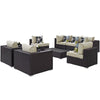 Modway Convene Wicker Rattan 8-Piece Outdoor Patio Sectional Sofa Furniture Set in Espresso Beige