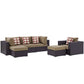 Modway Convene Wicker Rattan 6-Piece Outdoor Patio Sectional Sofa Furniture Set in Espresso Mocha