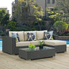 Modway EEI-2384-CHC-BEI-SET Sojourn Wicker Rattan 3 Piece Outdoor Patio Sunbrella Sectional Set in Canvas Antique Beige