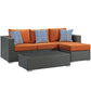 Modway EEI-2384-CHC-TUS-SET Sojourn Wicker Rattan 3 Piece Outdoor Patio Sunbrella Sectional Set, Canvas Tuscan Orange