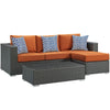 Modway EEI-2384-CHC-TUS-SET Sojourn Wicker Rattan 3 Piece Outdoor Patio Sunbrella Sectional Set, Canvas Tuscan Orange