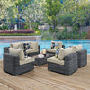 Modway EEI-2392-GRY-BEI-SET Summon 7 Piece Outdoor Patio Sectional Set with Sunbrella Cushions in Canvas Antique Beige