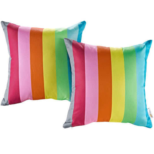 Modway Outdoor Indoor Two All Weather Patio Throw Pillows in Rainbow 2 Count (Pack of 1)