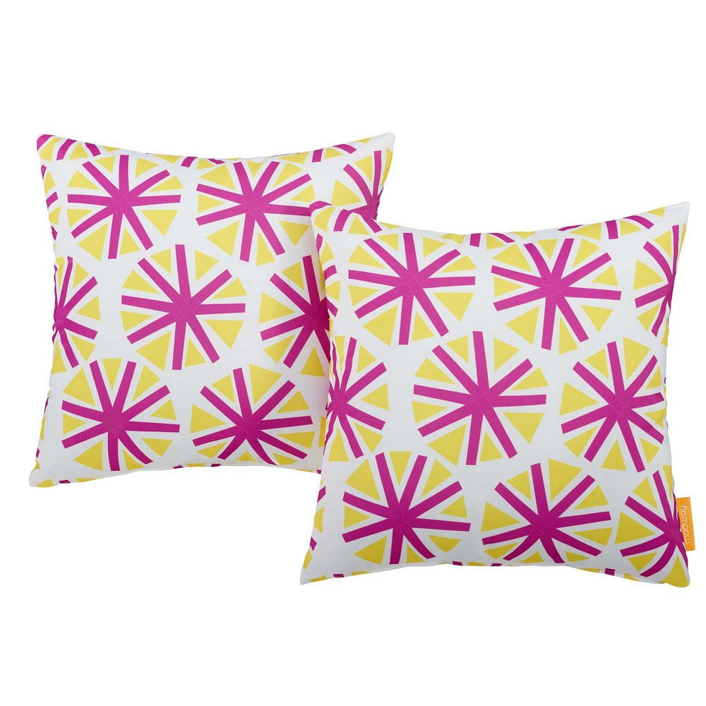 Modway Outdoor Indoor Two All Weather Patio Throw Pillows in Starburst