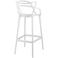 Modway Entangled Modern Molded Plastic Four Bar Stools in White - Fully Assembled MDY-EEI-2402-WHI-SET