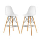 Modway Pyramid Mid-Century Modern Two Bar Stools with Natural Wood Legs in White