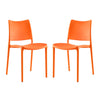 Modway Hipster Contemporary Modern Molded Plastic Stacking Two Dining Chairs in Orange