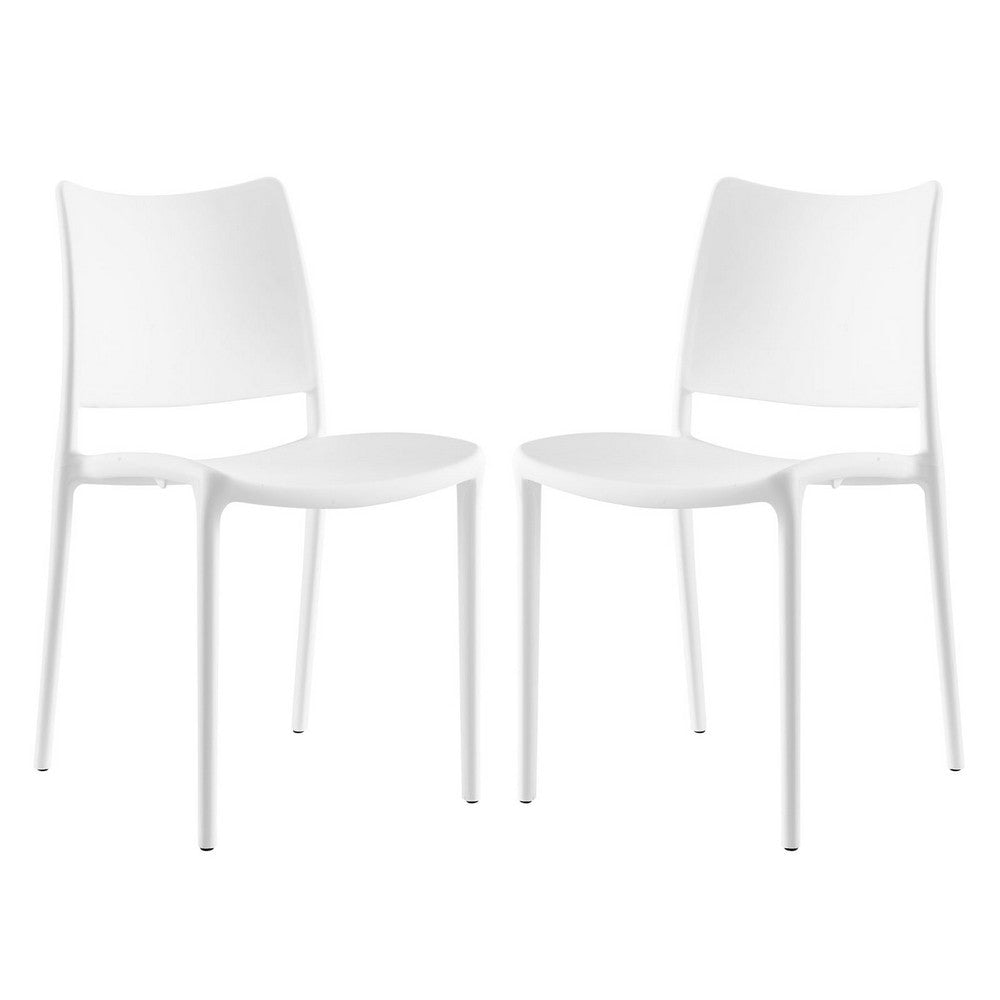 Modway Hipster Contemporary Modern Molded Plastic Stacking Two Dining Chairs in White