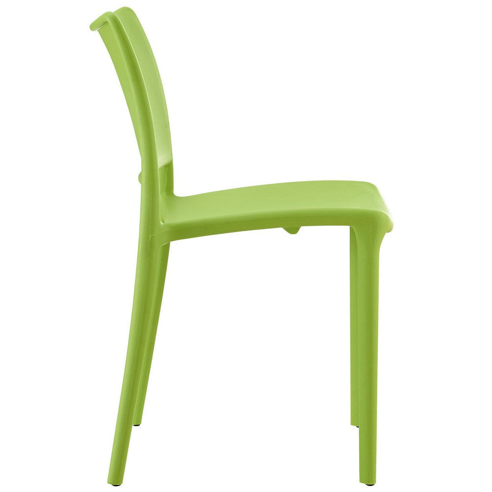 Modway Hipster Contemporary Modern Molded Plastic Stacking Four Dining Chairs in Green MDY-EEI-2425-GRN-SET