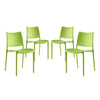 Modway Hipster Contemporary Modern Molded Plastic Stacking Four Dining Chairs in Green