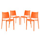 Modway Hipster Contemporary Modern Molded Plastic Stacking Four Dining Chairs in Orange