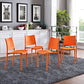 Modway Hipster Contemporary Modern Molded Plastic Stacking Four Dining Chairs in Orange MDY-EEI-2425-ORA-SET