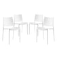 Modway Hipster Contemporary Modern Molded Plastic Stacking Four Dining Chairs in White