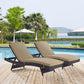 Modway Convene Wicker Rattan Outdoor Patio Chaise Lounge Chairs in Espresso Mocha - Set of 2 MDY-EEI-2428-EXP-MOC-SET