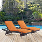 Modway Convene Wicker Rattan Outdoor Patio Chaise Lounge Chairs in Espresso Orange - Set of 2 MDY-EEI-2428-EXP-ORA-SET