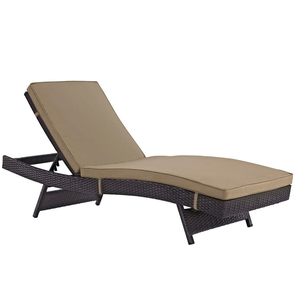 Modway Convene Wicker Rattan Outdoor Patio Chaise Lounge Chairs in Espresso Mocha - Set of 4 MDY-EEI-2429-EXP-MOC-SET