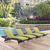 Modway Convene Wicker Rattan Outdoor Patio Chaise Lounge Chairs in Espresso Peridot - Set of 4 MDY-EEI-2429-EXP-PER-SET