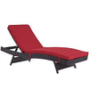 Modway Convene Wicker Rattan Outdoor Patio Chaise Lounge Chairs in Espresso Red - Set of 4 MDY-EEI-2429-EXP-RED-SET