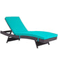 Modway Convene Wicker Rattan Outdoor Patio Chaise Lounge Chairs in Espresso Turquoise - Set of 4 MDY-EEI-2429-EXP-TRQ-SET