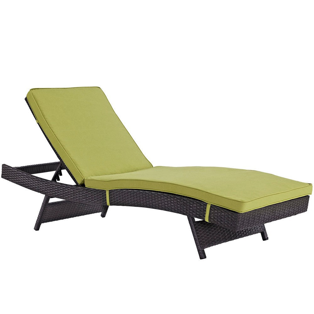 Modway Convene Wicker Rattan Outdoor Patio Chaise Lounge Chairs in Espresso Peridot - Set of 6 MDY-EEI-2430-EXP-PER-SET