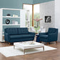 Modway Beguile Mid-Century Modern Loveseat Upholstered Fabric with Loveseat and Armchair in Azure MDY-EEI-2432-AZU-SET